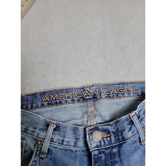 American Eagle Outfitters Jeans Mens 36 38x32 Straight Low Rise Distressed Blue - Picture 11 of 16